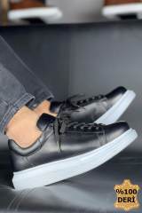 Marsetti Herren Schwarz Echtes Leder Dicke Sohle Orthopädische Schuhe 2