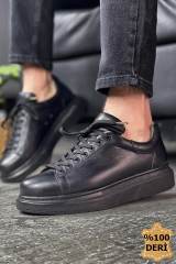 Marsetti Herren Schwarz Echtes Leder Dicke Sohle Schnür Orthopädische Schuhe 2