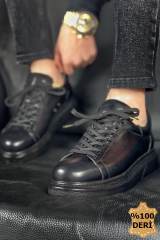 Marsetti Herren Schwarz Echtes Leder Dicke Sohle Schnür Orthopädische Schuhe 3