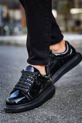 Marsetti Herren Schwarze Lackleder Freizeitschuhe 2