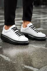 Marsetti Herren Weiß Schwarz Casual Orthopädische Schuhe mit Dicker Sohle 1