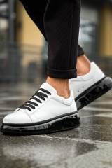 Marsetti Herren Weiß Schwarz Casual Orthopädische Schuhe mit Dicker Sohle 2