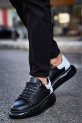 Marsetti Herren Schwarz Weiß Freizeitschuhe mit Dicker Sohle Orthopädisch