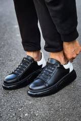 Marsetti Herren Schwarz Weiß Freizeitschuhe mit Dicker Sohle Orthopädisch 3