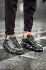 Marsetti Herren Schwarze Dicksohlige Casual Schnür Orthopädische Schuhe