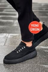 Marsetti Herren Schwarz Nubuk Freizeit Dicke Sohle Orthopädisch Schnürschuhe