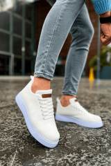 Marsetti Herren Weiß Textil Casual Dicke Sohle Schnür Orthopädisch Schuhe