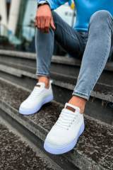 Marsetti Herren Weiß Textil Casual Dicke Sohle Schnür Orthopädisch Schuhe 2