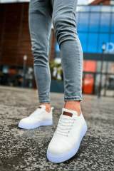 Marsetti Herren Weiß Textil Casual Dicke Sohle Schnür Orthopädisch Schuhe 3