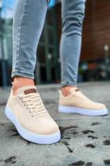 Marsetti Herren Creme Textil Casual Schnür Dicksohle Schuhe