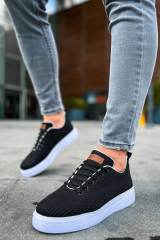 Marsetti Herren Schwarz Textil Casual Dicke Sohle Orthopädische Schuhe 2