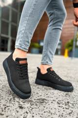 Marsetti Herren Schwarz Textil Casual Dicke Sohle Orthopädische Schuhe