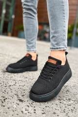 Marsetti Herren Schwarz Textil Casual Dicke Sohle Orthopädische Schuhe 3