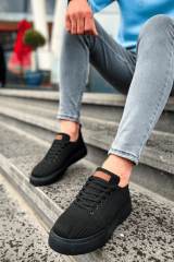 Marsetti Herren Schwarz Textil Casual Dicke Sohle Orthopädische Schuhe 4