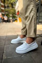 Marsetti Herren Weiß Casual Schnürschuhe mit Dicker Sohle Orthopädisch 3