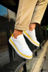 Marsetti Herren Weiß Gelb Freizeitschuhe Dicke Sohle Orthopädisch Schnürung 4