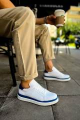 Marsetti Herren Weiß Blau Casual Dicke Sohle Orthopädische Schnür Sneaker 2