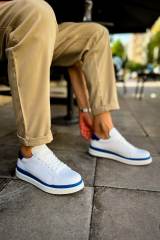 Marsetti Herren Weiß Blau Casual Dicke Sohle Orthopädische Schnür Sneaker 4