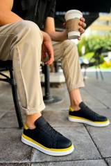 Marsetti Herren Schwarz Gelb Casual Dicke Sohle Orthopädische Sportschuhe 2