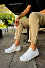 Marsetti Herren Weiß Casual Orthopädische Dicke Sohle Schnür Schuhe 3