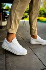 Marsetti Herren Weiß Casual Orthopädische Dicke Sohle Schnür Schuhe 4