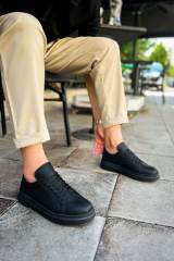 Marsetti Herren Schwarz Dicke Sohle Casual Schnür Schuhe 2