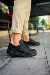 Marsetti Herren Schwarz Dicke Sohle Casual Schnür Schuhe 3