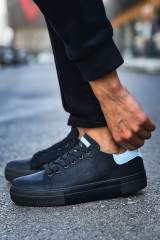 Marsetti Herren Schwarz Weiß Casual Dicke Sohle Schnür Schuhe 3