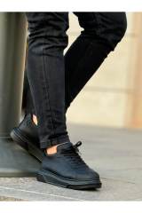 Marsetti Herren Schwarz Schnürschuhe mit Dicker Sohle Freizeitschuhe 1