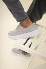 Marsetti Herren Grau Lackleder Casual Dicksohle Orthopädische Schnürschuhe 2