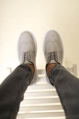 Marsetti Herren Grau Lackleder Casual Dicksohle Orthopädische Schnürschuhe 3
