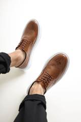 Marsetti Herren Braun Lackleder Dicke Sohle Freizeitschuhe 3