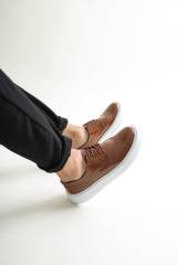 Marsetti Herren Braun Lackleder Dicke Sohle Freizeitschuhe 4