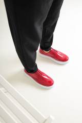 Marsetti Herren Rot Lackleder Casual Dicke Sohle Schnür Schuhe 4