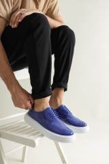 Marsetti Herren Blaue Lackleder Dicke Sohle Freizeitschuhe 2
