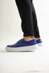 Marsetti Herren Blaue Lackleder Dicke Sohle Freizeitschuhe 3