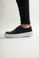 Marsetti Herren Schwarze Lackleder Dicke Sohle Freizeitschuhe 2