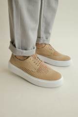 Marsetti Herren Sand Textil Casual Dicke Sohle Schnür Orthopädische Schuhe 2
