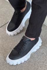 Marsetti Herren Schwarz Casual Dicke Sohle Orthopädische Schnürschuhe
