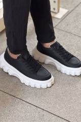 Marsetti Herren Schwarz Casual Dicke Sohle Orthopädische Schnürschuhe 2