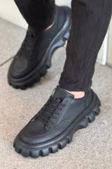 Marsetti Herren Schwarz Dicke Sohle Alltag Schnürung Orthopädische Schuhe