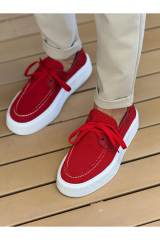Marsetti Herren Rot Textil Schnür Dicke Sohle Freizeitschuhe 2