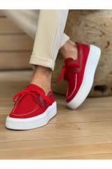 Marsetti Herren Rot Textil Schnür Dicke Sohle Freizeitschuhe 3