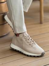 Marsetti Herren Sand Textil Casual Dicke Sohle Orthopädisch Schnürschuhe 1