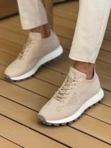 Marsetti Herren Sand Textil Casual Dicke Sohle Orthopädisch Schnürschuhe 2