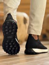 Marsetti Herren Schwarz Textil Casual Dicke Sohle Orthopädisch Schnür Schuhe 2
