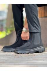 Marsetti Herren Schwarz Wildleder Reißverschluss Dicke Sohle Orthopädische Stiefel 2