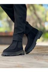 Marsetti Herren Schwarz Wildleder Reißverschluss Dicke Sohle Orthopädische Stiefel 3