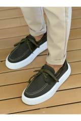 Marsetti Herren Khaki Textil Dicke Sohle Casual Schnür Schuhe 2