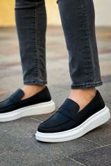Marsetti Herren Schwarz Casual Dicke Sohle Orthopädisch Slip-On Schuhe 3